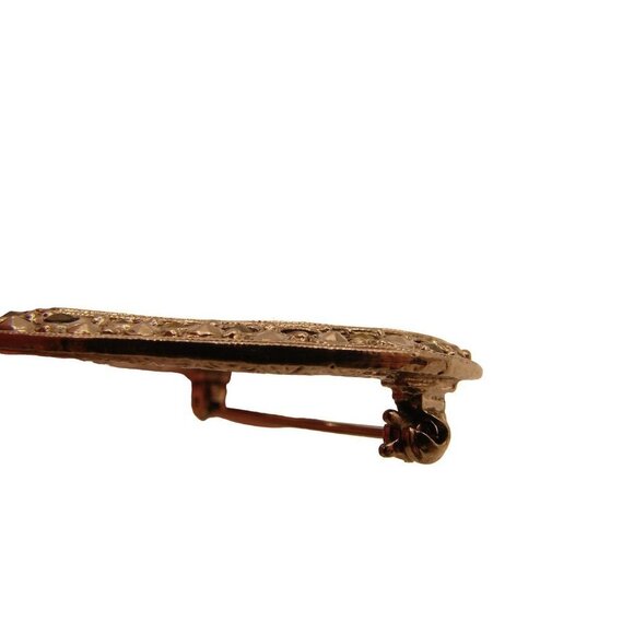 Mixed Rhinestone Studded Heart Brooch Pin Filigree Art Deco Silver Tone 1.5x1.5 - Picture 9 of 11